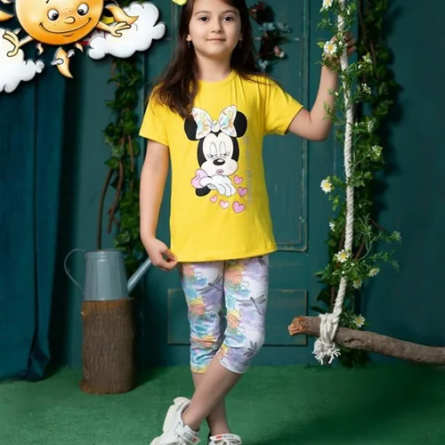 ست تیشرت و شلوارک دخترانه بچه گانه مدل میکی موس کد 724 - فروشگاه اینترنتی بچه شیک