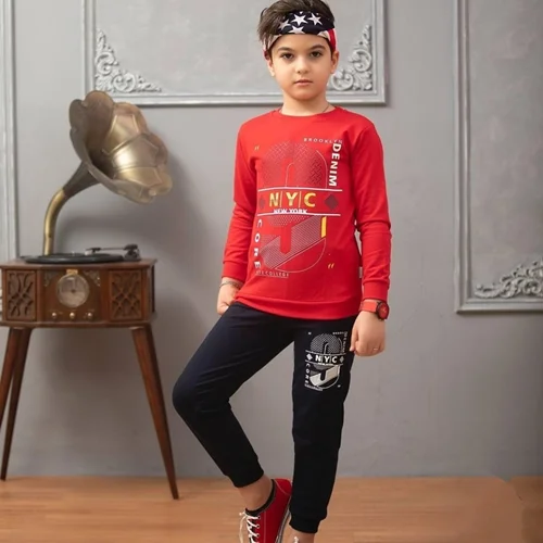 ست بلوز شلوار بچه گانه پاییزه پسرانه مدل nyc - فروشگاه اینترنتی بچه شیک